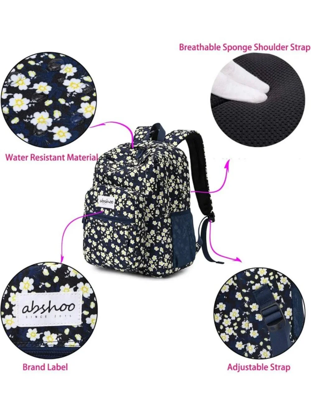 Floral Water-Resistant Backpack for Women | Stylish School Bookbag for Teens